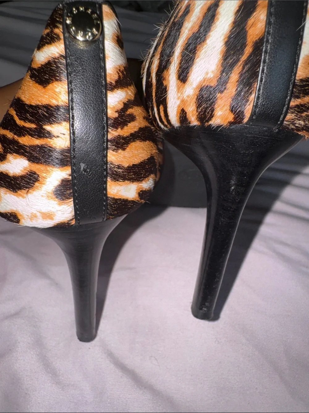 Michael Kors Calfhair Dorothy Pointed-Toe Animal Print Flex Pump Dark Camel